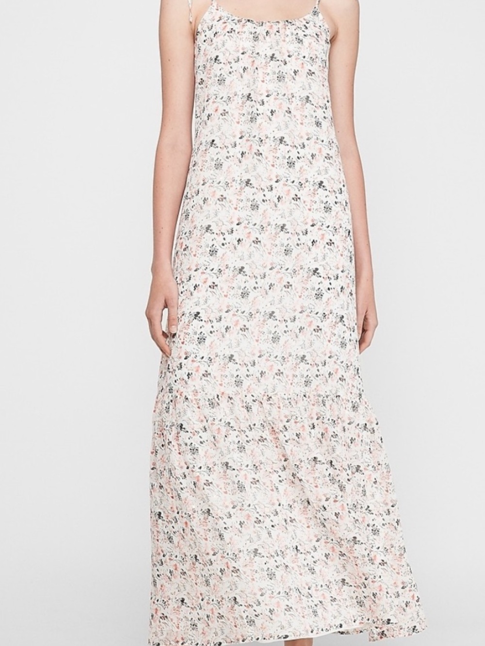 NWT Express Floral Tie-Shoulder Maxi Dress in Blush Floral
